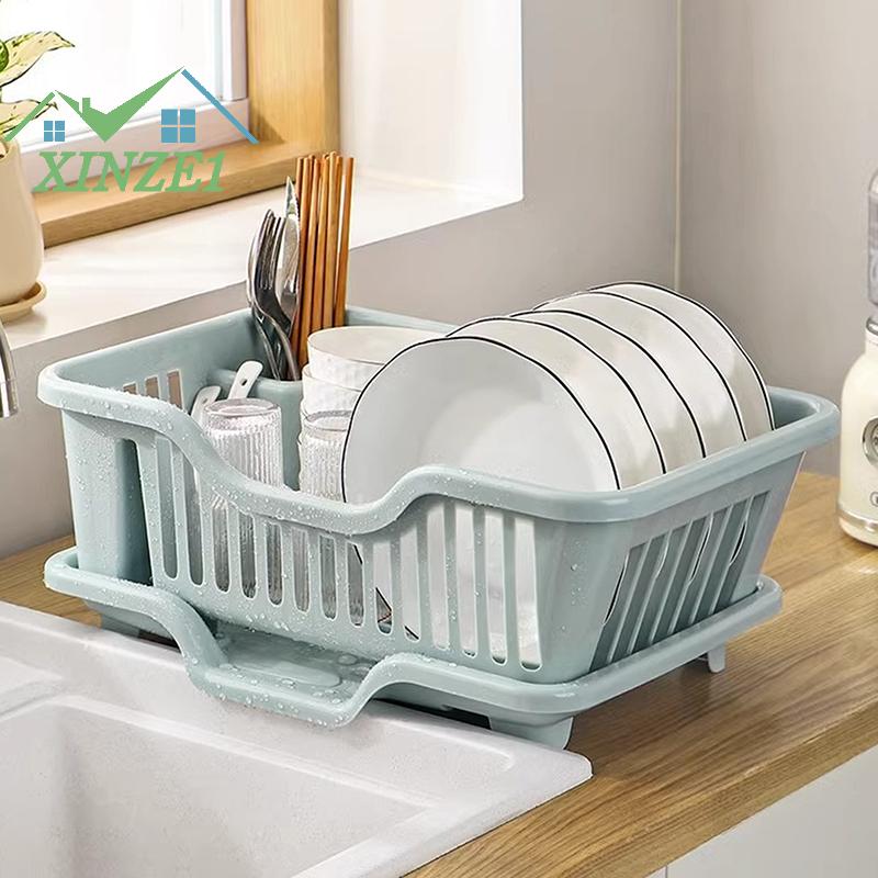 💖💓 ชั้นวางจานจานชามแบบมีช่องระบายน้ำสำหรับวางบนเคาน์เตอร์กล่องพลาสติกสำหรับเก็บอุปกรณ์ในห้องครัว ราคา 134 บาท*ส่งฟรี