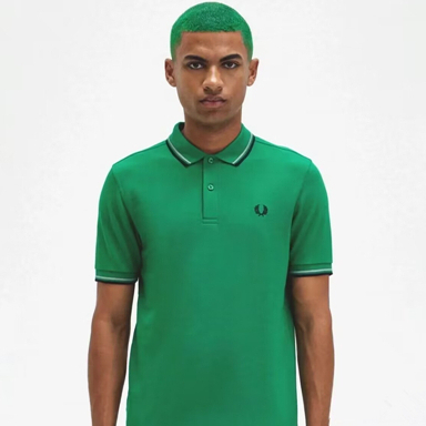 Green Series ORIGINAL Fred Perry Double Pointed Polo T-Shirt Men - Green M3600