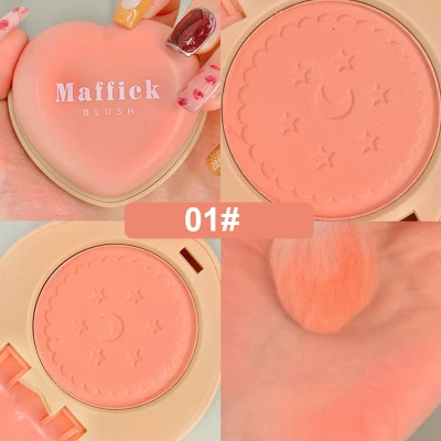 【Keepyoung】MAFFICK Love Blush Waterproof Sweat-proof And Brighten Skin Tone Natural Monochrome Blush Palette Face Mineral Pigment Blush Powder Easy Makeup Puff