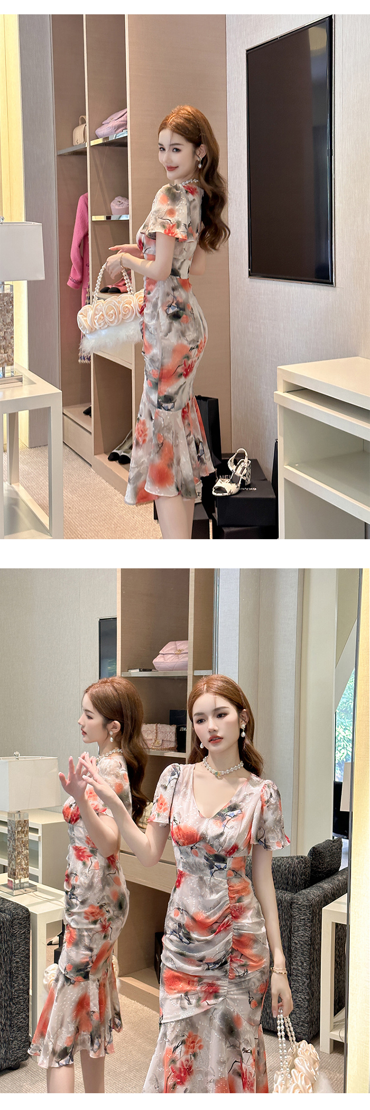 MingJieBiHuo Fashion Summer Print Long Dress Women Ladies Clothes Elegant Pretty Chiffon Sexy Strap Slim Slit