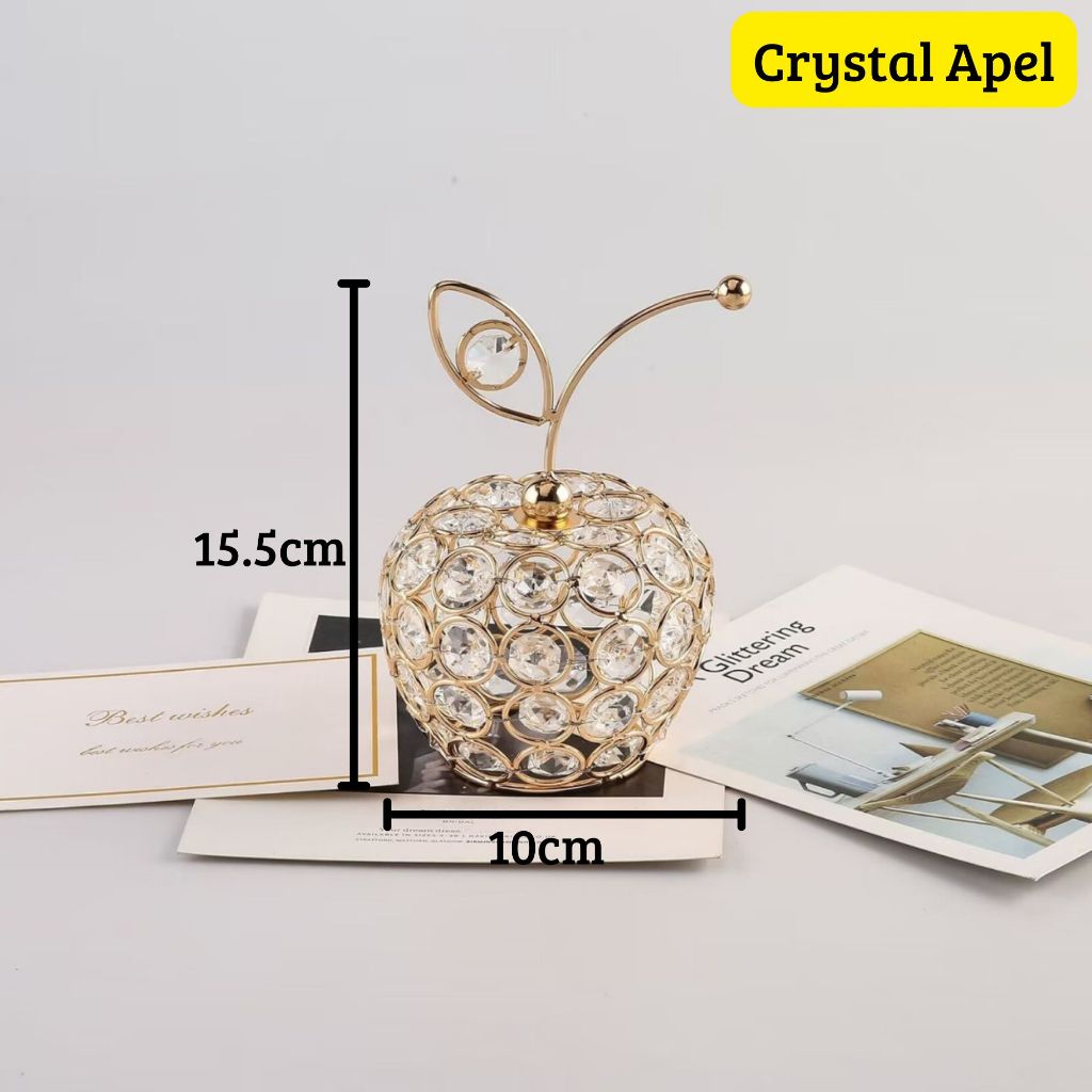 Hiasan Dekorasi Meja Kristal Gaya Eropa Ornamen Crystal Model Buah Nanas Pear Apel - Harga/pc