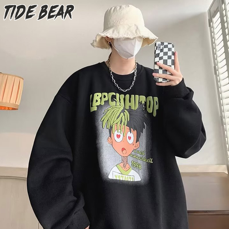 TIDE BEAR Áo sweater nam áo nỉ nam cao cấp phong cách ngoại cỡ quần áo không mũ áo khoác cổ tròn