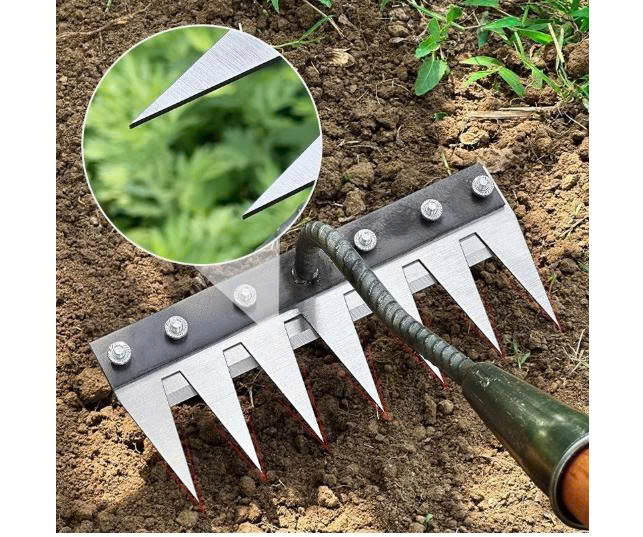 Dụng cụ cào cỏ xới đất đa năng thép carbon cao cấp | Vừa làm cỏ vừa xới đất – Bền, nhẹ, tiện dụng