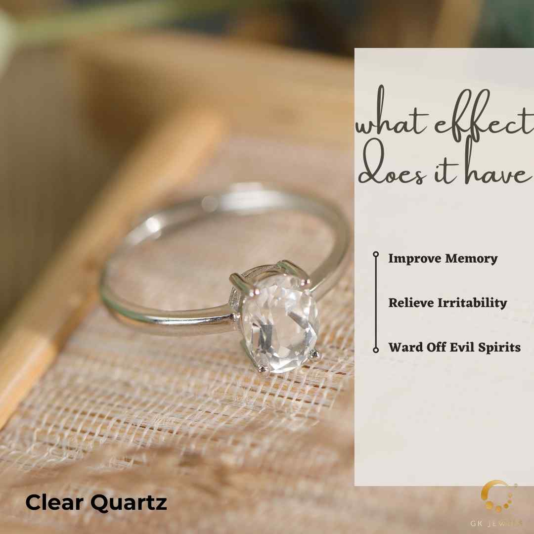 Natural Crystal Clear Quartz Ring Clear Quartz Gemstones GK Jewels