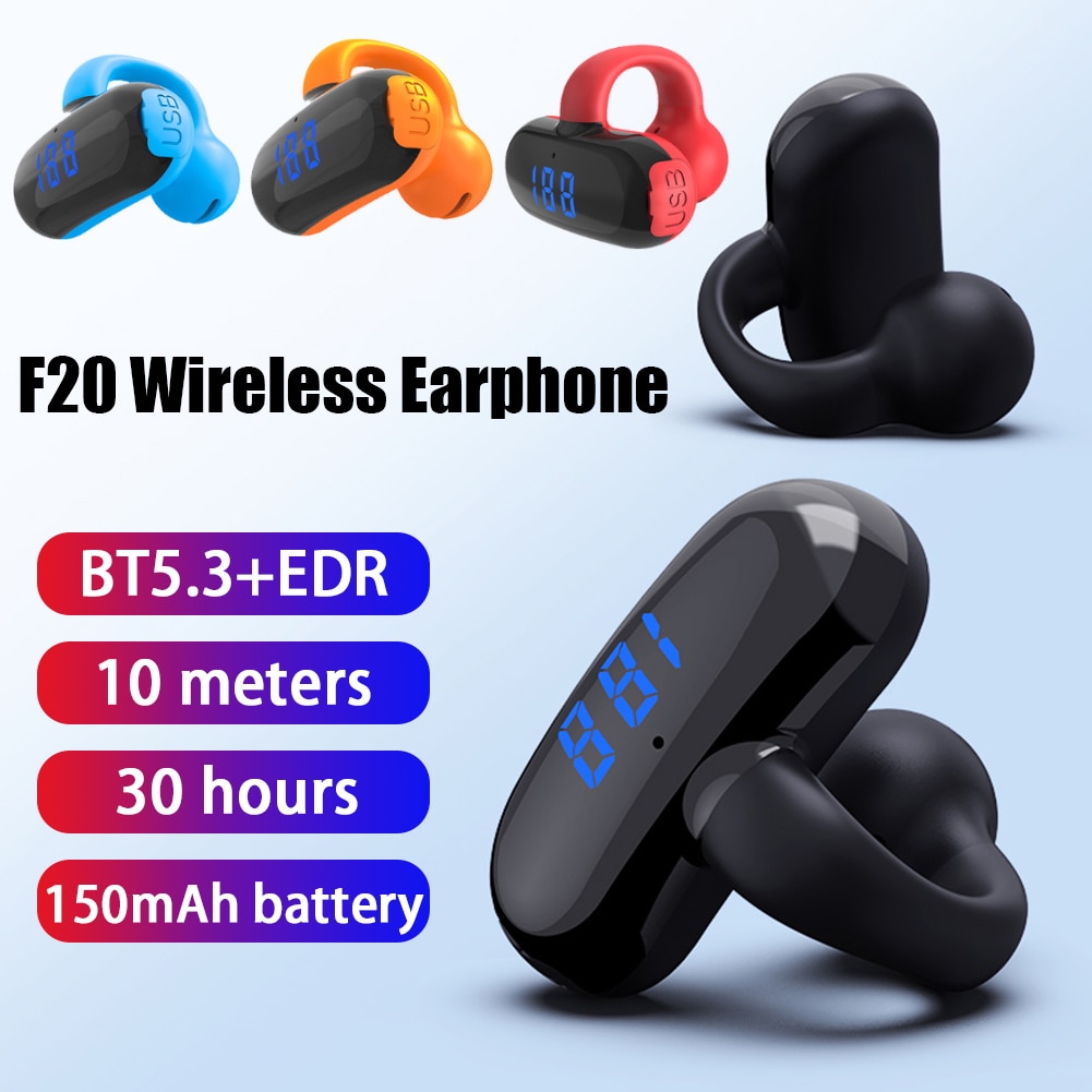 🎧miễn phí vận chuyển + cá tuyết🎧2023 F20 TWS mới Bluetooth Tai nghe nhét tai không dây Clip-On 9D âm thanh vòm Stereo Tai nghe giảm tiếng ồn Bộ tai nghe thể thao Cho IOS Android