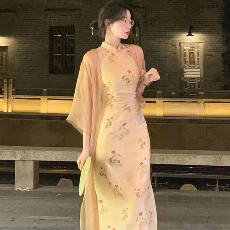 Du YAN 2024 mới váy sườn xám cách tân Retro Trung Quốc váy Giảm Béo Eo Nữ váy nữ đẹp đi chơi đầm nữ đẹp dự tiệc sườn xám ren