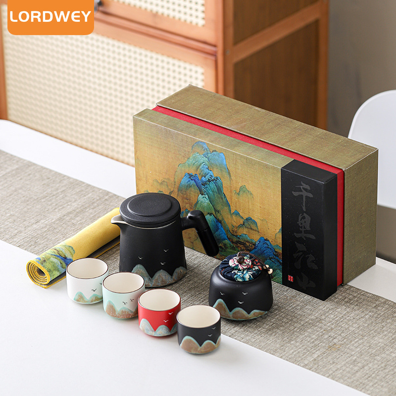 LORDWEY Creative China-Chic Tea Cup Festival Gift Tea Set Single Cup Ceramic Tea Bowl Tea tasting Master Cup Gift Box Activity Hand gift ราคา 878 บาท*ส่งฟรี