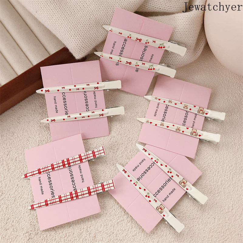 Kẹp tóc hình gấu nơ mới kẹp mỏ vịt không đường may kẹp tóc nữ kẹp định vị kim loại kẹp trán kẹp bên trang điểm rửa mặt