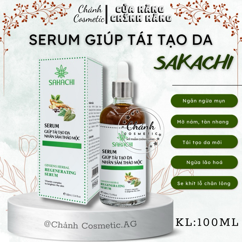 Serum Nhân Sâm Thảo Mộc Sakachi Giúp Tái Tạo Da, Hỗ Trợ Giảm Mụn, Mờ ƞám, Եàn Nhang 100ml