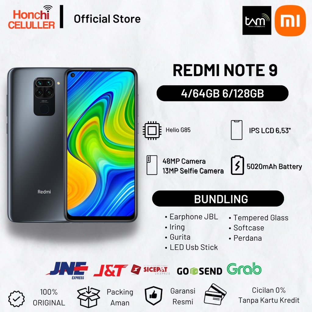 Xiaomi Redmi Note 9 6/128GB 4/64GB Garansi Resmi Xiaomi Indonesia TAM Original Giá 1,599,000 Đồng*Miễn phí vận chuyển