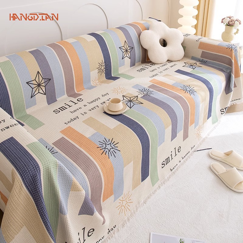 Waffle sofa towel cover cloth anti-cat scratch four seasons universal sofa cushion cover universal full blanket ราคา 135 บาท*ส่งฟรี