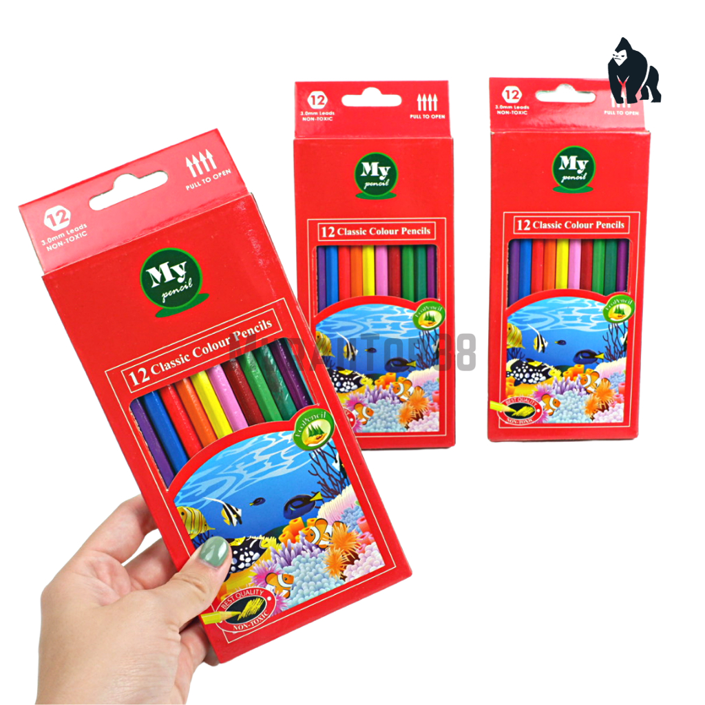 Pensil 12 Warna Panjang MY PENCIL / Color Pencil Paper Box Classic / Coloring Set Anak Anak