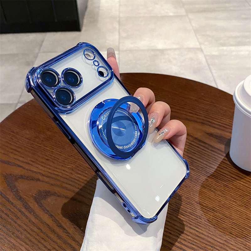  Luxury 360 ° độ giá đỡ điện thoại xoay chiều MagSafe sạc không dây Ốp điện thoại cho Iphone 17 17 Pro 17air 16 11 12 13 14 15Pro Max cộng với tráng gương khung Bìa