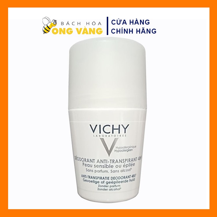 Lăn khử mùi vichy 48h không mùi nắp trắng cho da nhạy cảm