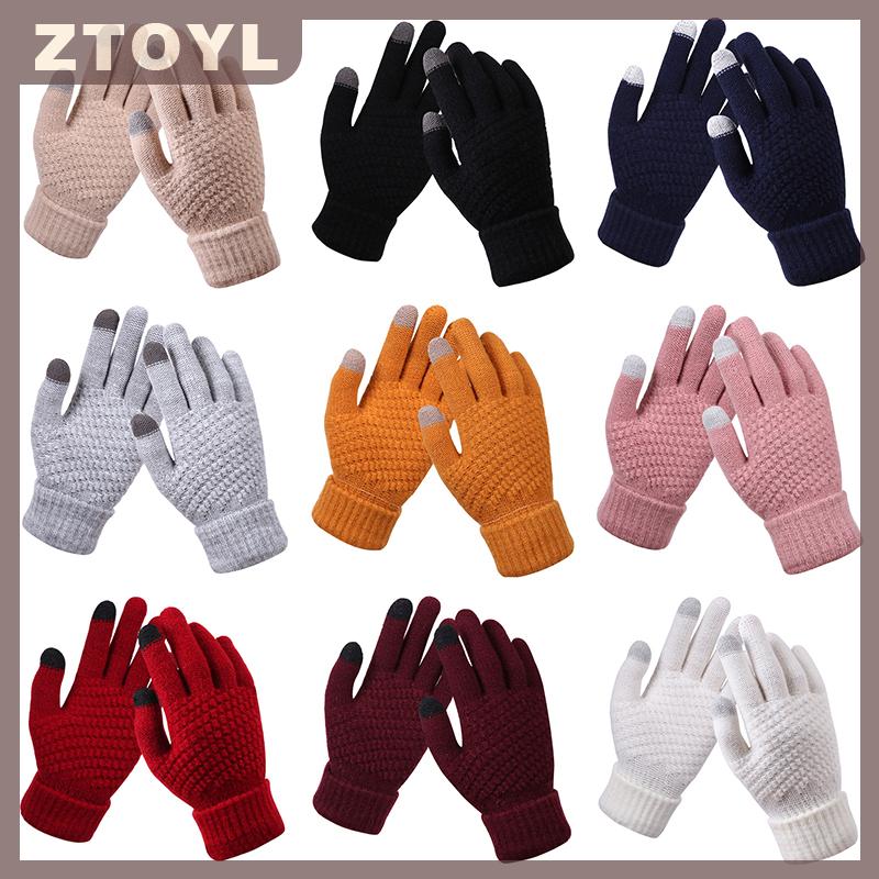  ZTOYL Mùa Đông Màn Hình Cảm Ứng Găng Tay Phụ Nữ Người Đàn Ông Ấm Căng Đan Găng Tay Giả Len Đầy Đủ Ngón Tay Guantes Crochet Luvas Dày Găng Tay 
