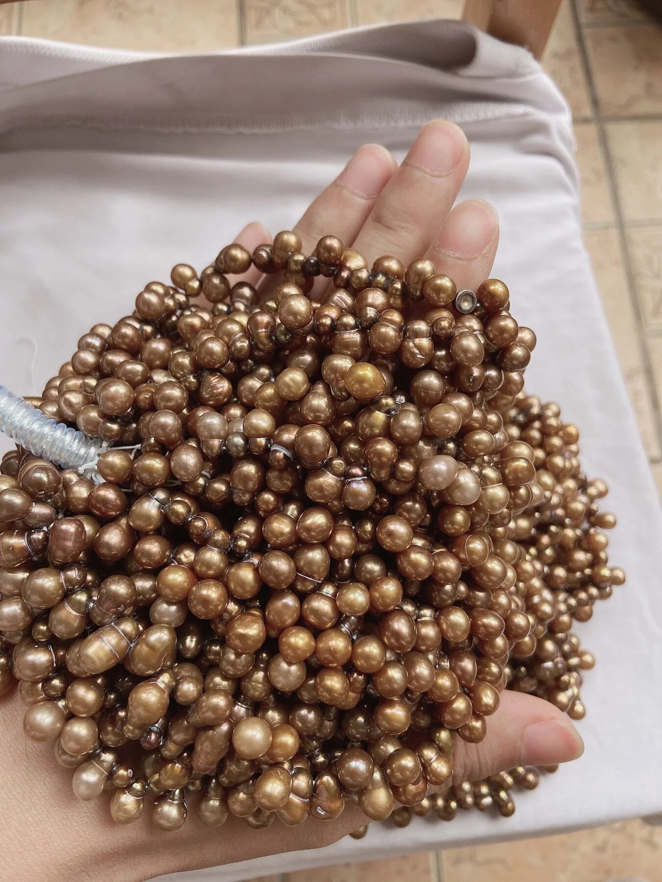 NEW^-^NEW Großhandel um 15 "6-9mm Calabash Form Natürliche Meer Schokolade Perle Halskette Unfinished DIY Schmuck Einzigen Strang frauen
