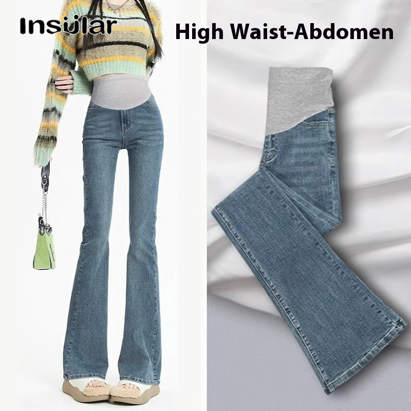 Insular Pregnant Women's Pants, Pregnant Women High Waist Flared Pants Belly Support Design Early Pregnancy Wear ราคา 339 บาท*ส่งฟรี