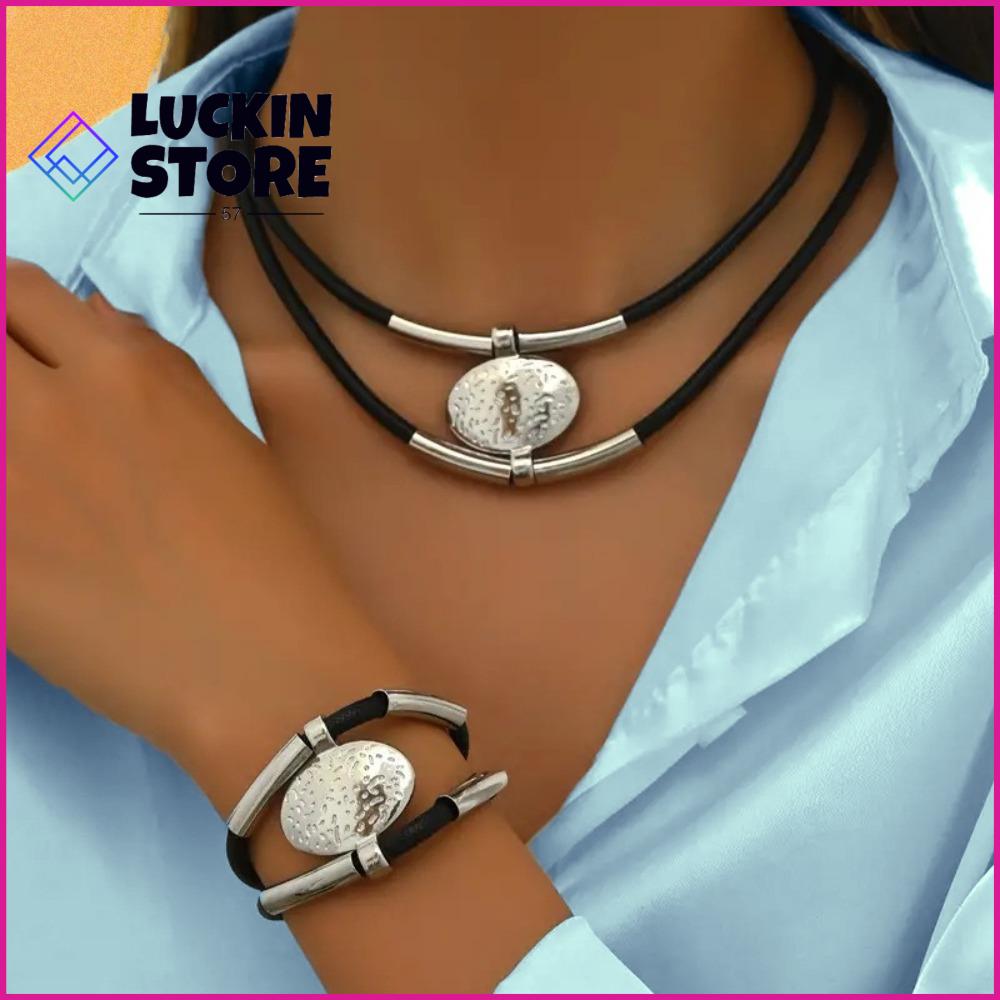 TREND 57SHOP 2Pcs/Set Bohemian Vòng cổ  hình elip Lớn Thanh lịch Vòng cổ dây chuyền vòng cổ  Cổ điển  dây chuyền vòng cổ