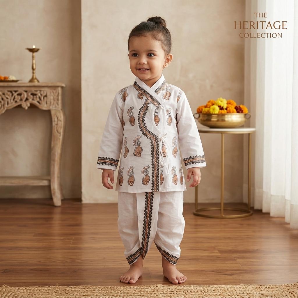 Boys Indian Ethnic Kurta Pajama Set | Printed Traditional Kurta with Matching Pajama | Festive & Party Wear