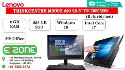 [Same Day Delivery or within 24 hrs Delivery ] Lenovo ThinkCentre AIO M900Z Computer | 23.8" FHD Display | 3.2 GHz Intel Core i7-6700 Quad-Core | 8GB Ram| 256GB SSD | DVD | FREE Keyboard and Mouse(Refurbished)