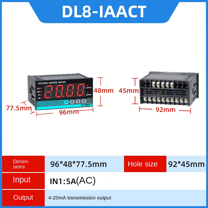 DL8-IAACT | Đồng Hồ Đo Điện Áp & Dòng Điện TOKY - Tùy Chọn Khác DL8-IAACT/RC10AACT/IRC18V600/IV600/RC18DACT | Hỗ Trợ 24V | Đa Dạng Phạm Vi Đo