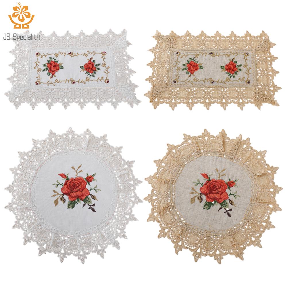 1Thlace vành khăn trải bàn ăn 40cm Cross Stitch bảng Bìa Cross Stitch bàn hoa vải cho bữa tiệc đám cưới lễ hội