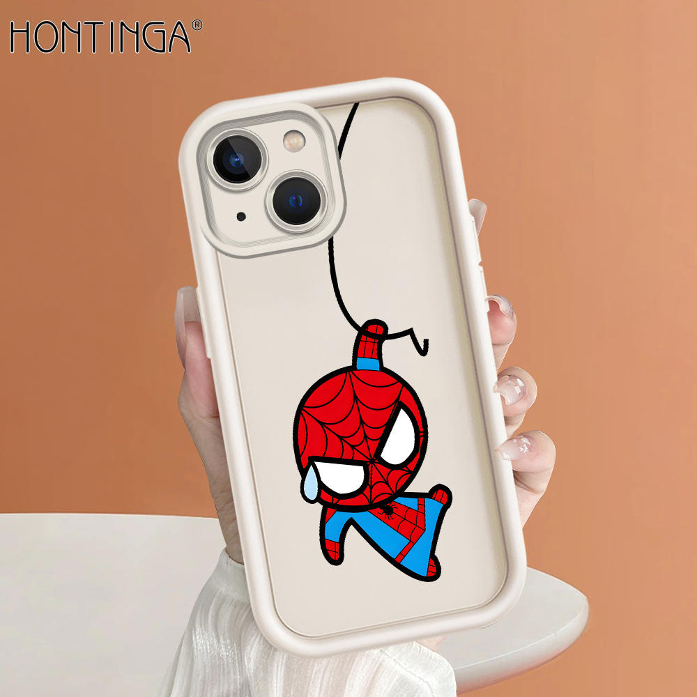 Ốp lưng hình người nhện hoạt hình Hontinga cho iPhone 15 Pro Max 11 12 13 14 Pro Max Plus Mini Ốp lưng Ốp điện thoại mềm hình vuông ban đầu vỏ toàn bộ Silicon bảo vệ máy ảnh cao su chống sốc Ốp lưng Ốp Bán Chạy nhất mềm