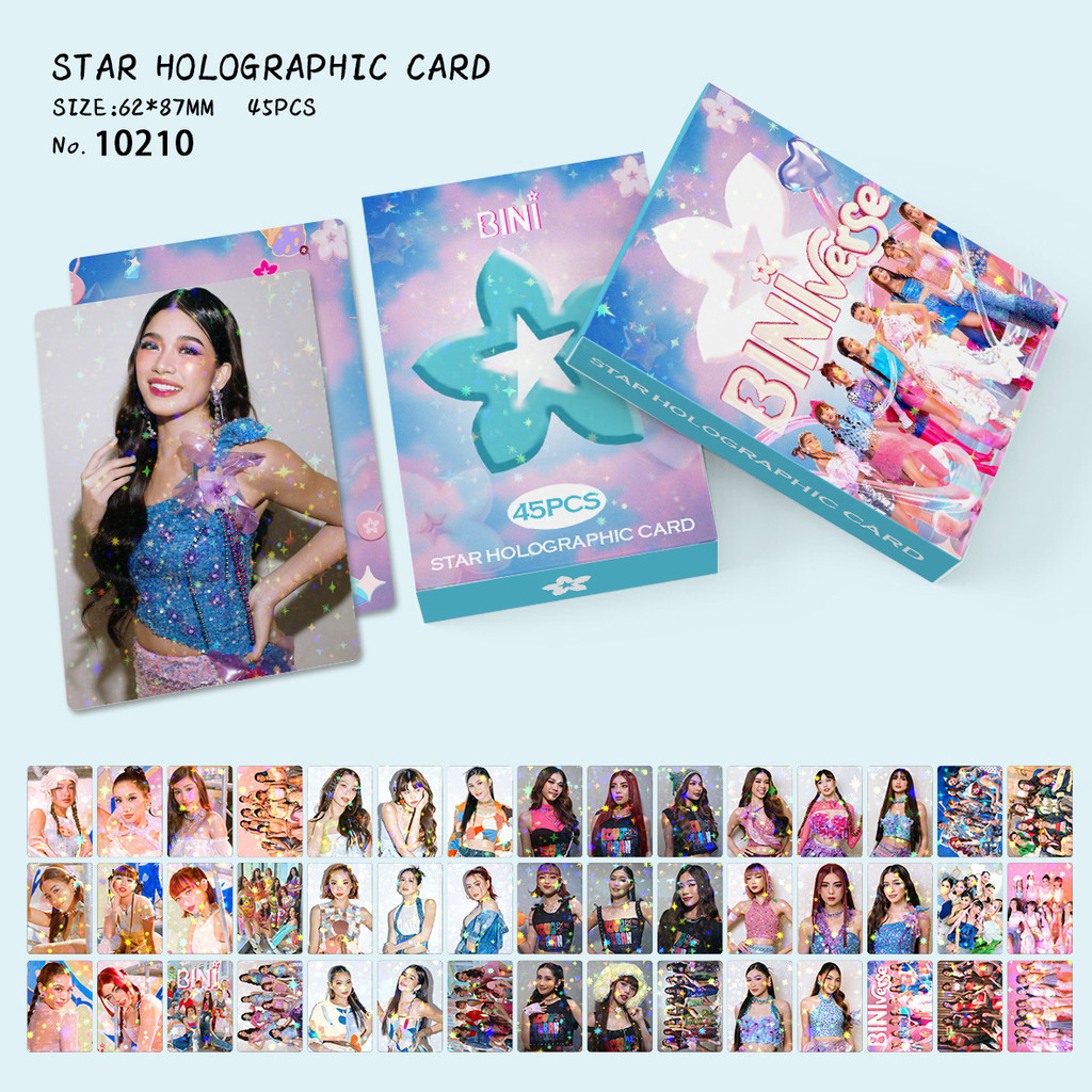 45 hot selling girl group BINI star flash cards pink collection photo cards homemade postcards album postcards