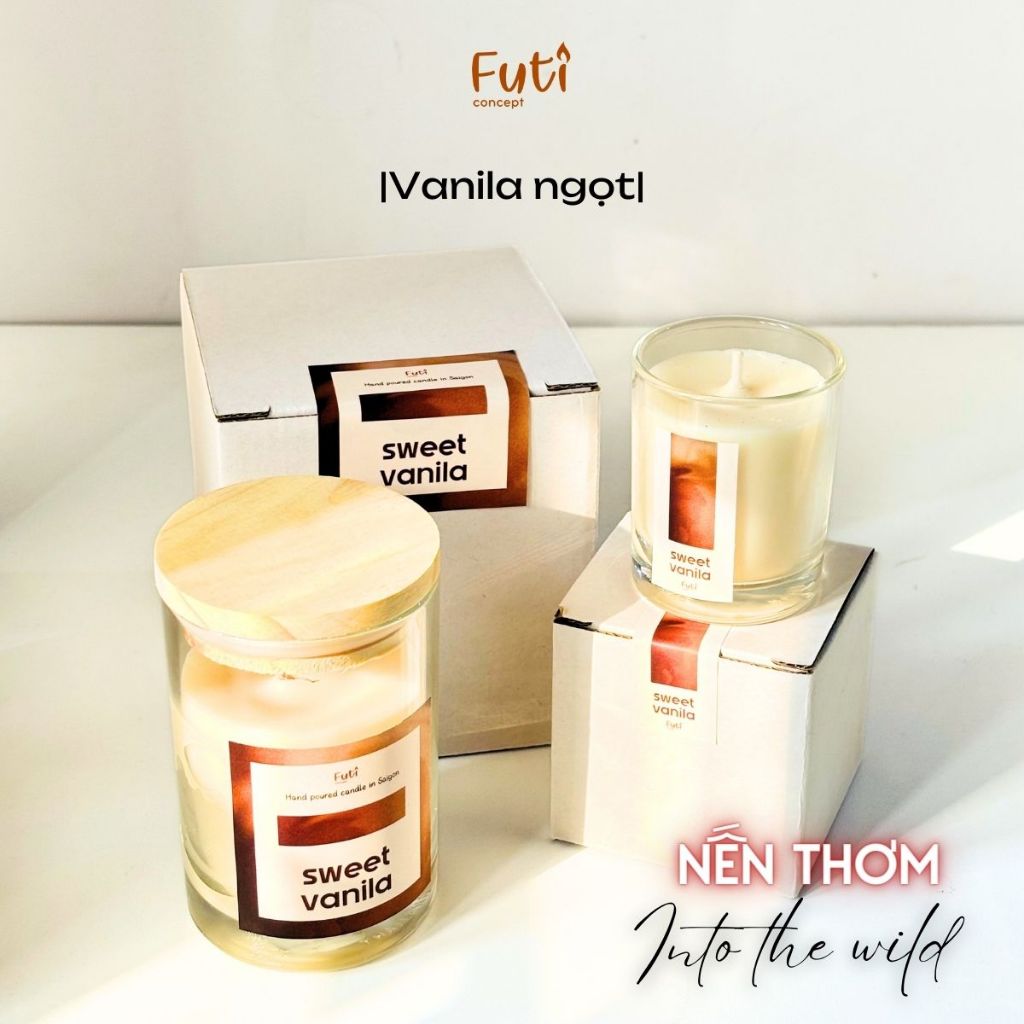 Nến Thơm Hương Sweet Vanila , Nến Thơm Không khoi' Thiên Nhiên Bấc Gỗ