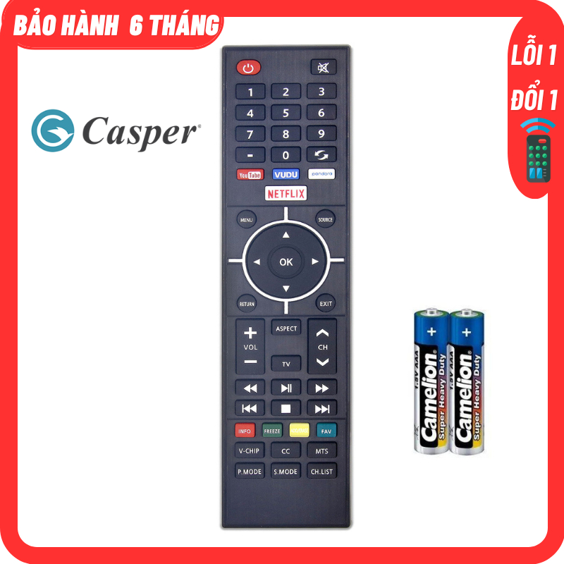 Điều khiển Tivi CASPER smart tivi kèm Pin - Remote Tivi CASPER smart Tivi.