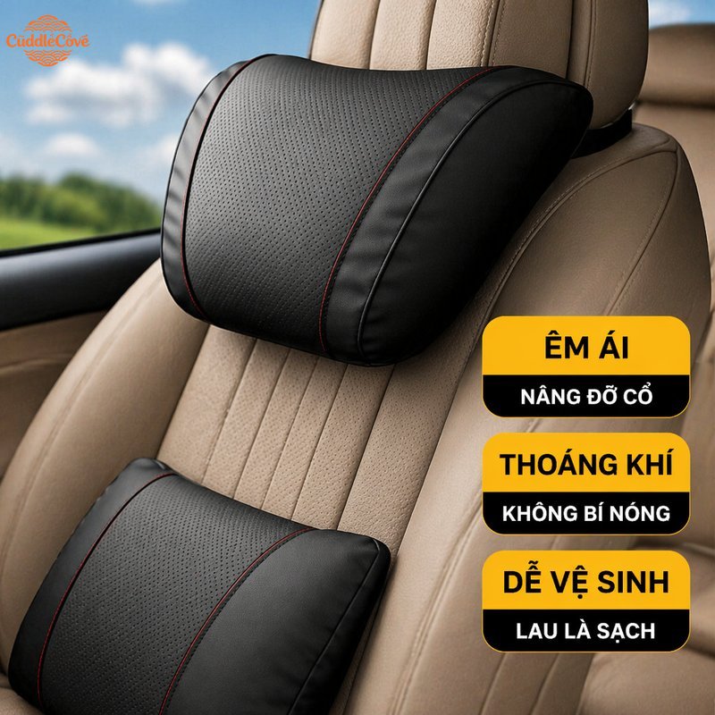 CuddleCove Ergonomic car neck pillow headrest cushion soft breathable reduces fatigue driving memory foam pad car interior accessory Giá 269,500 Đồng*Miễn phí vận chuyển