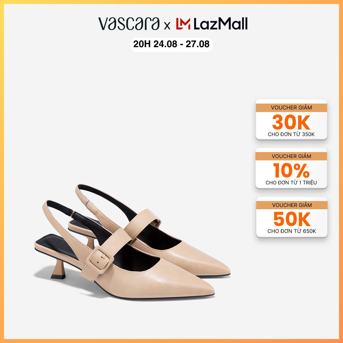 Vascara Giày bít mũi nhọn slingback phối quai - BMN 0658