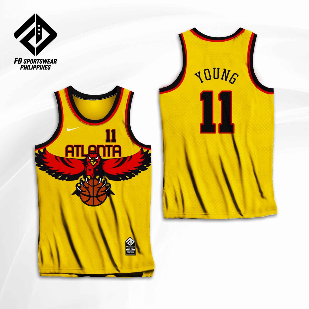 Trae Young Atlanta Hawks City Edition 2021-22 Player Edition Embroidered Yellow  Jersey