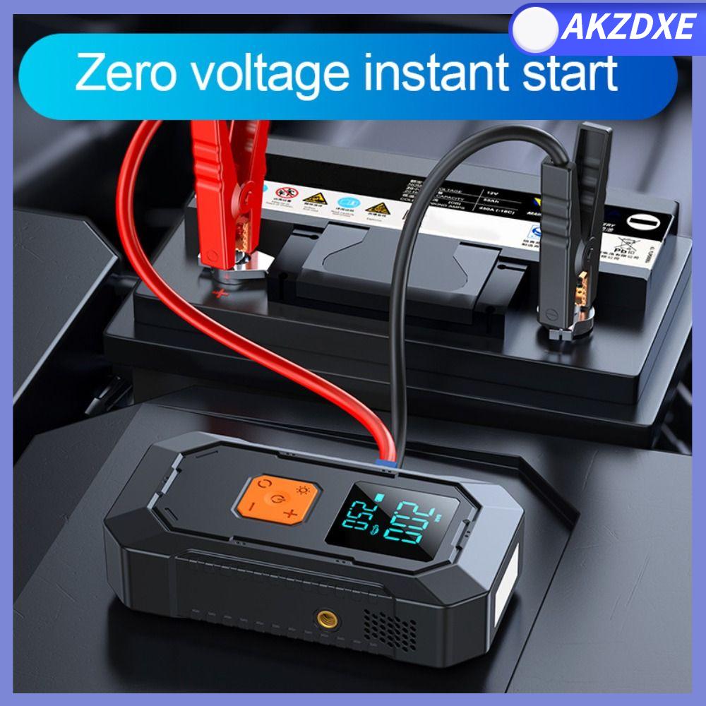 AKZDXE 4 trong 1 Bộ khởi động xe hơi với máy bơm khí 6000mAh 12V Bơm hơi ô tô Chuyên nghiệp Di động Máy bơm lốp tự động