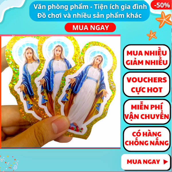 Decal Đức Mẹ dán kính chống thấm nước , Tấm decal Đức Mẹ hình đẹp sắc nét , Bộ 2 Decal Đức Mẹ trang trí trên xe , Miếng dán phản quang decal hình Đức Mẹ , Tem dán, decal dán Đức Mẹ có phản quang , Aplusmart