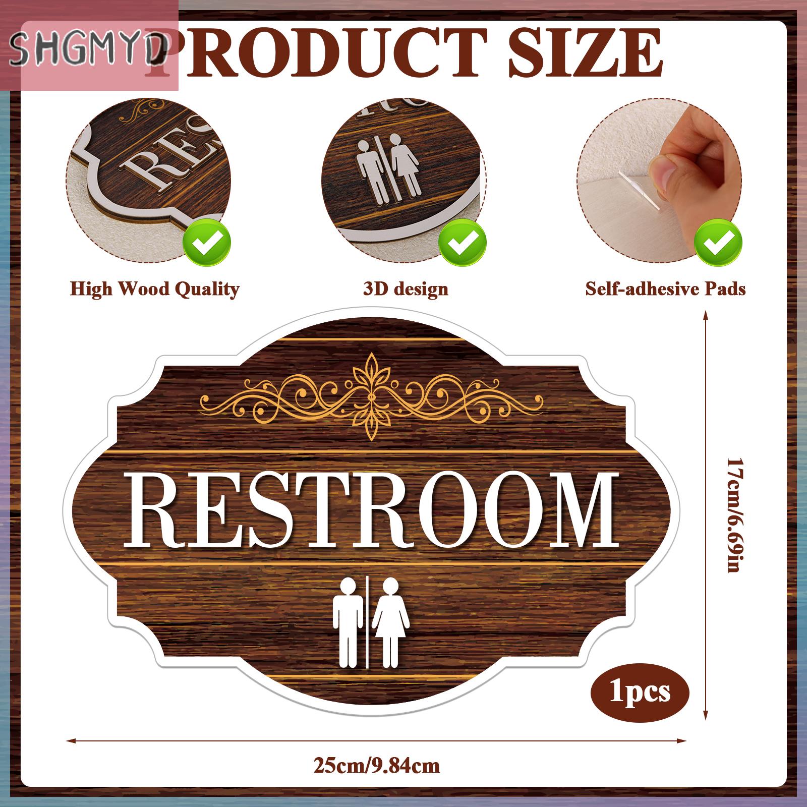【SHGMYD】 ป้ายห้องน้ำใช้ได้ทั้งชายและหญิงลายข้อความตกแต่งห้องน้ำที่เป็นกลางกฎห้องน้ำแผ่นไม้แขวนผนังศิลปะห้องน้ำ ราคา 119 บาท*ส่งฟรี