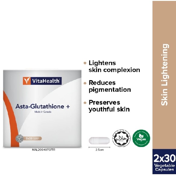 vitahealth asta-glutathione plus Swisse Astaxanthin Glutathione Plus - Skin Health & Radiance (30's) –  Medibay Pharmacy : Health | Beauty main image 1