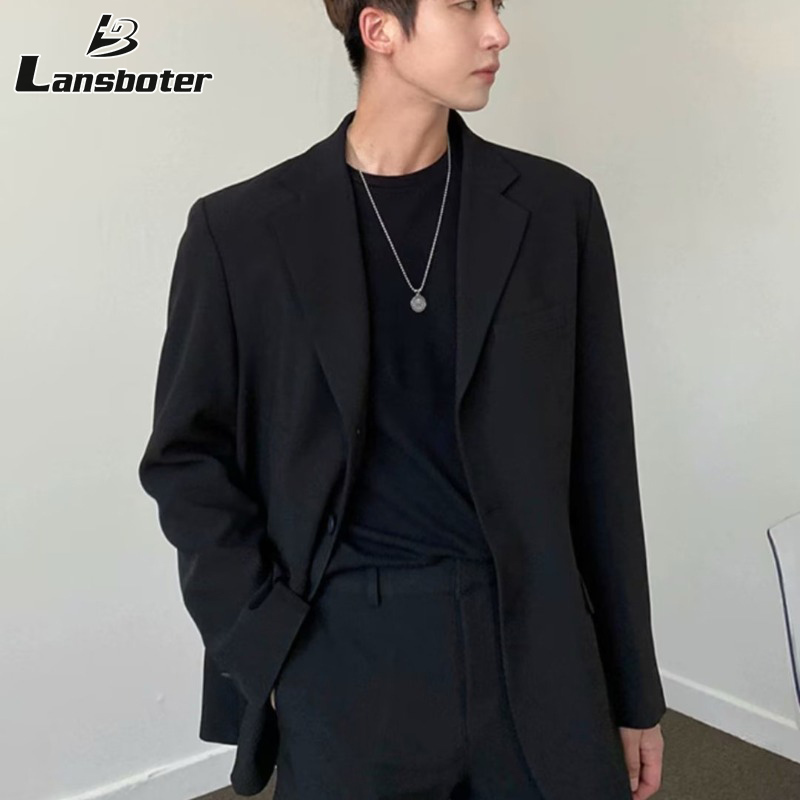 104Lansboter áo blazer nam bộ vest nam Áo Blazer Nam Áo vest thường ngày rộng màu đen cao cấp