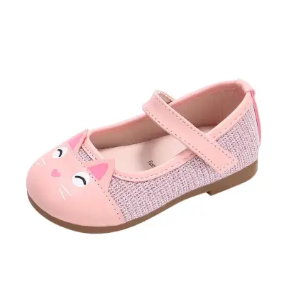 BabyTS_Toddler Baby Girls Children Cute Cartoon Cat Leather Single Shoes Princess Shoes Kids Flats Shoes