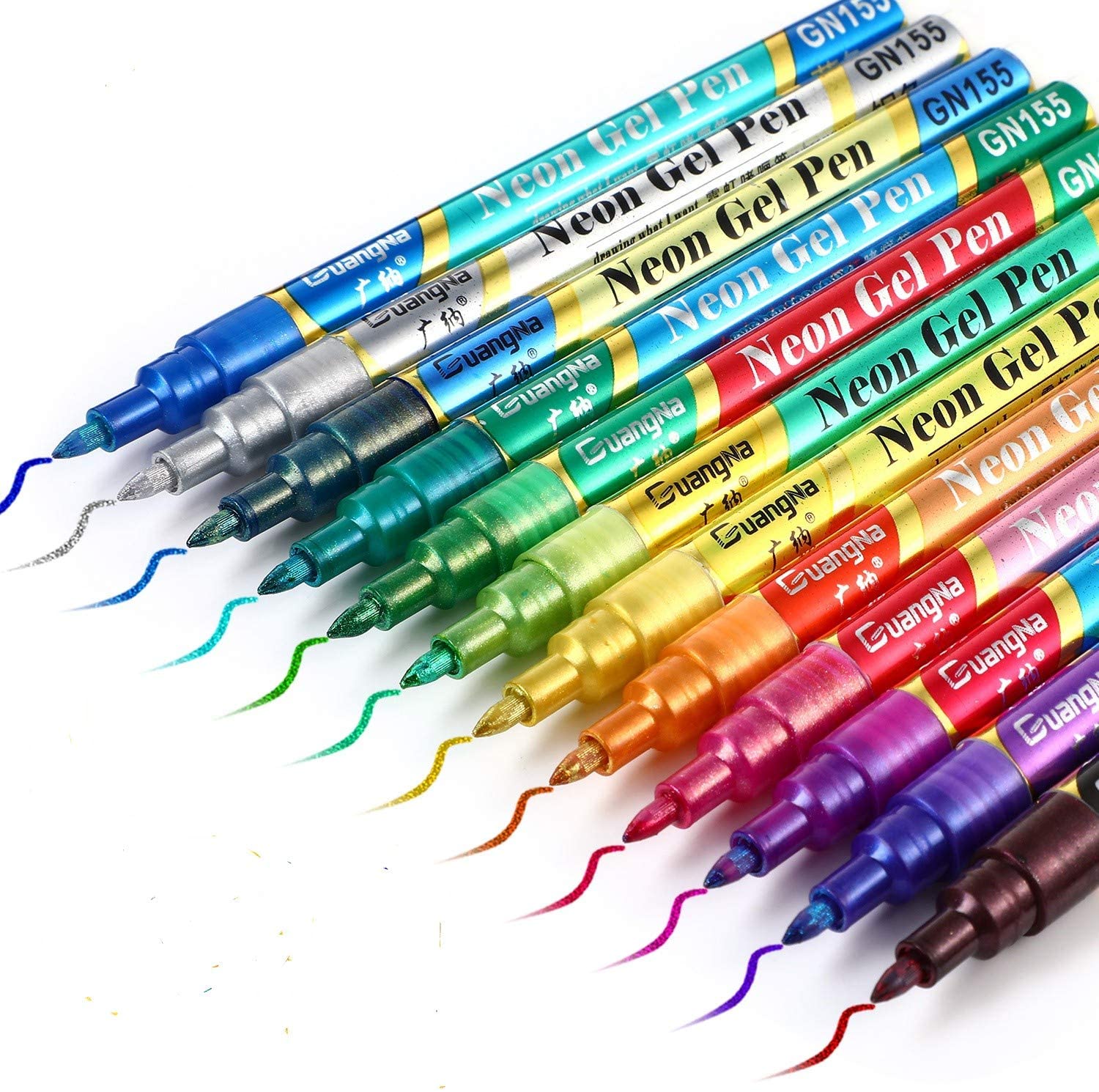 12 18 Colors Metallic Marker Pen, Glitter Double