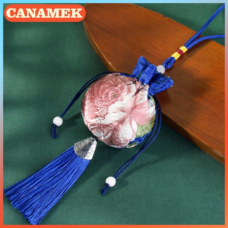 CANAMEK กระเป๋าผ้าไหมปักลายสไตล์จีนถุงผ้าปักถุงผ้าซองกระเป๋าเชือกห้อยจี้พู่สำหรับถุงของขวัญเครื่องประดับ