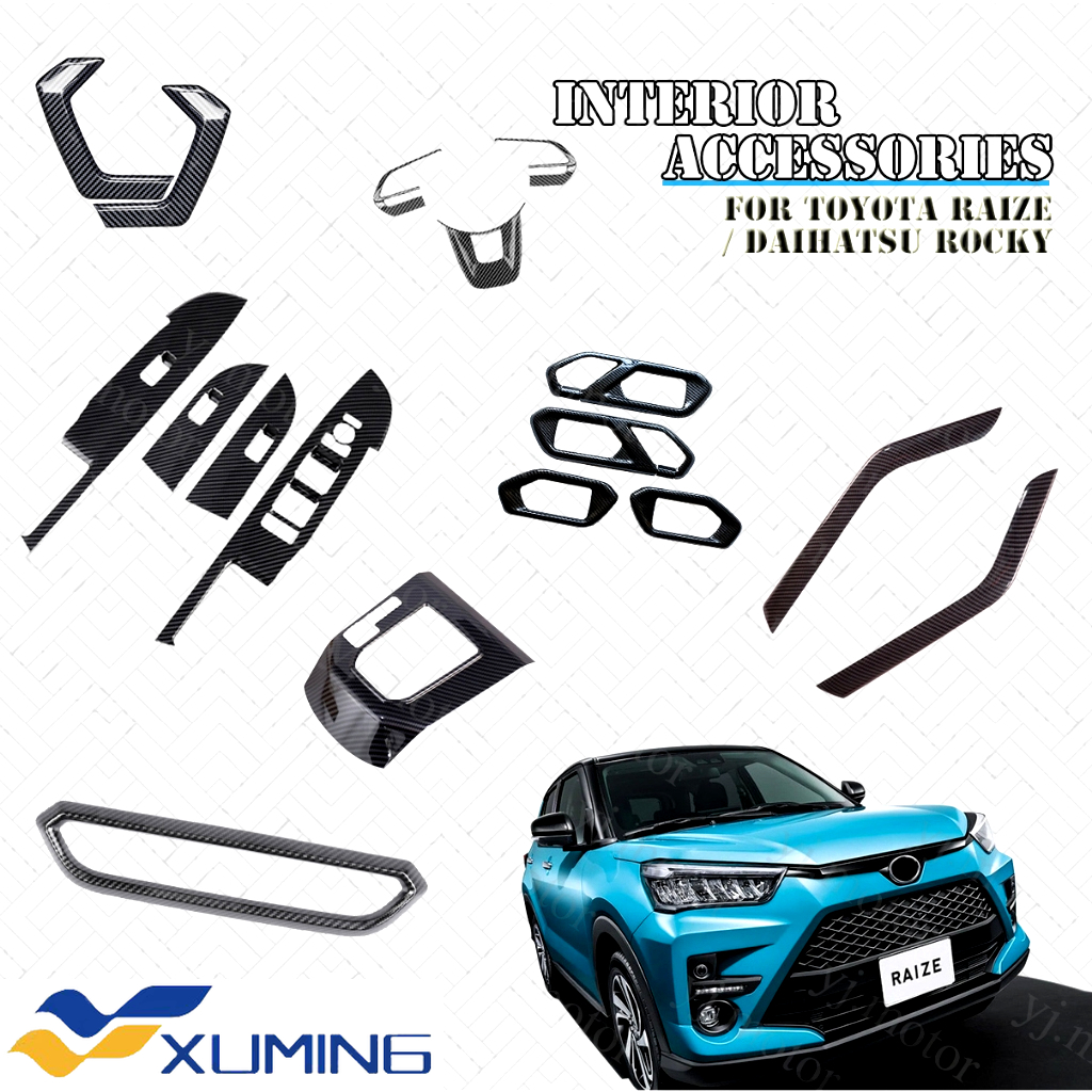 Xuming cho TOYOTA raize công tắc cửa sổ điện bọc bảng bánh răng bọc bảng Daihatsu Rocky Air Vent TRIM ABS Kiểu sợi Carbon phụ kiện nội thất
