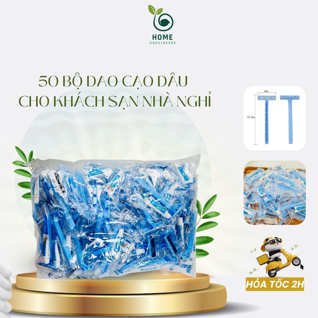 Combo 50 bộ dao cạo dâu (tặng 1 kem cạo dâu) sắc bén nhà nghỉ khách sạn homestay - Home ddks