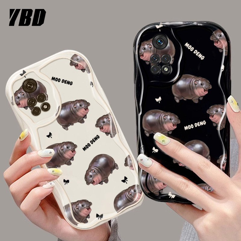 Cute MooDeng Shockproof Phone Case for Xiaomi Redmi Note 11 11S 4G 5G Note 11 Pro 4G 5G Note 11E Pro Poco M4 Pro 5G Transparent Silicone Protective Soft Cover