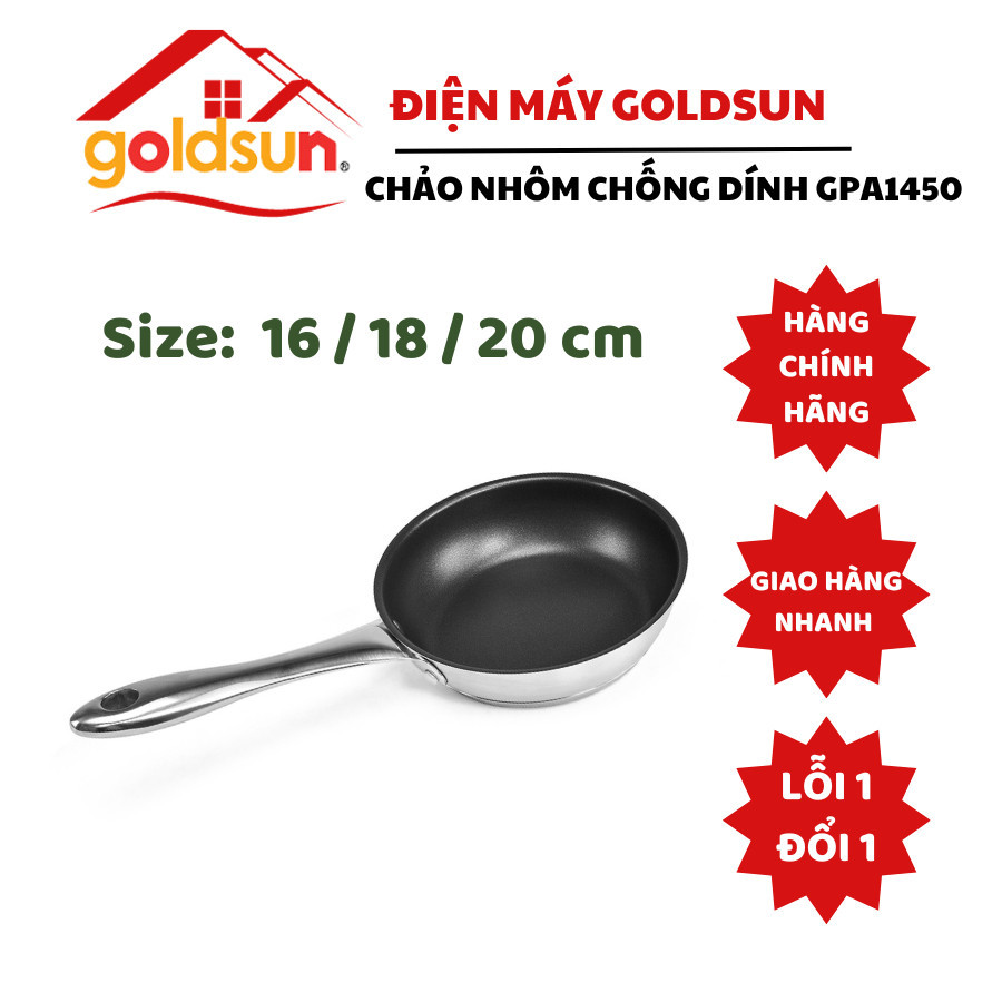 Chảo inox 304 goldsun GPA1450, chảo chống dính nhiều kích thước an toàn sức khỏe người dùng