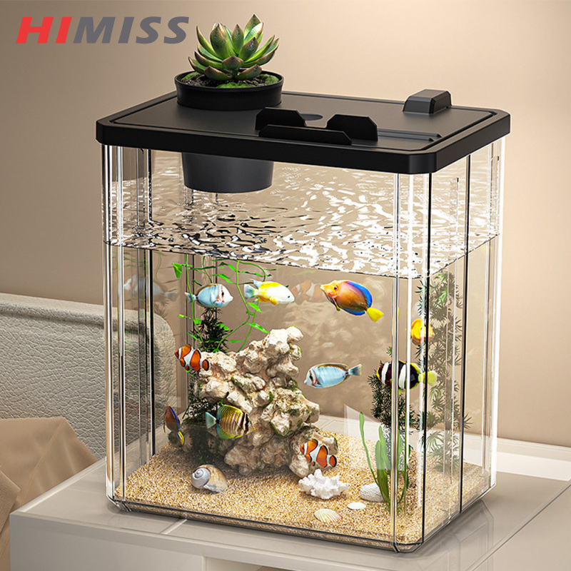 HIMIESS Aquarium Tank With LED Light And Water Filter Pump Rectangular Mini Desktop Fish Tank Aquarium For Home Office Living Room ราคา 507 บาท*ส่งฟรี