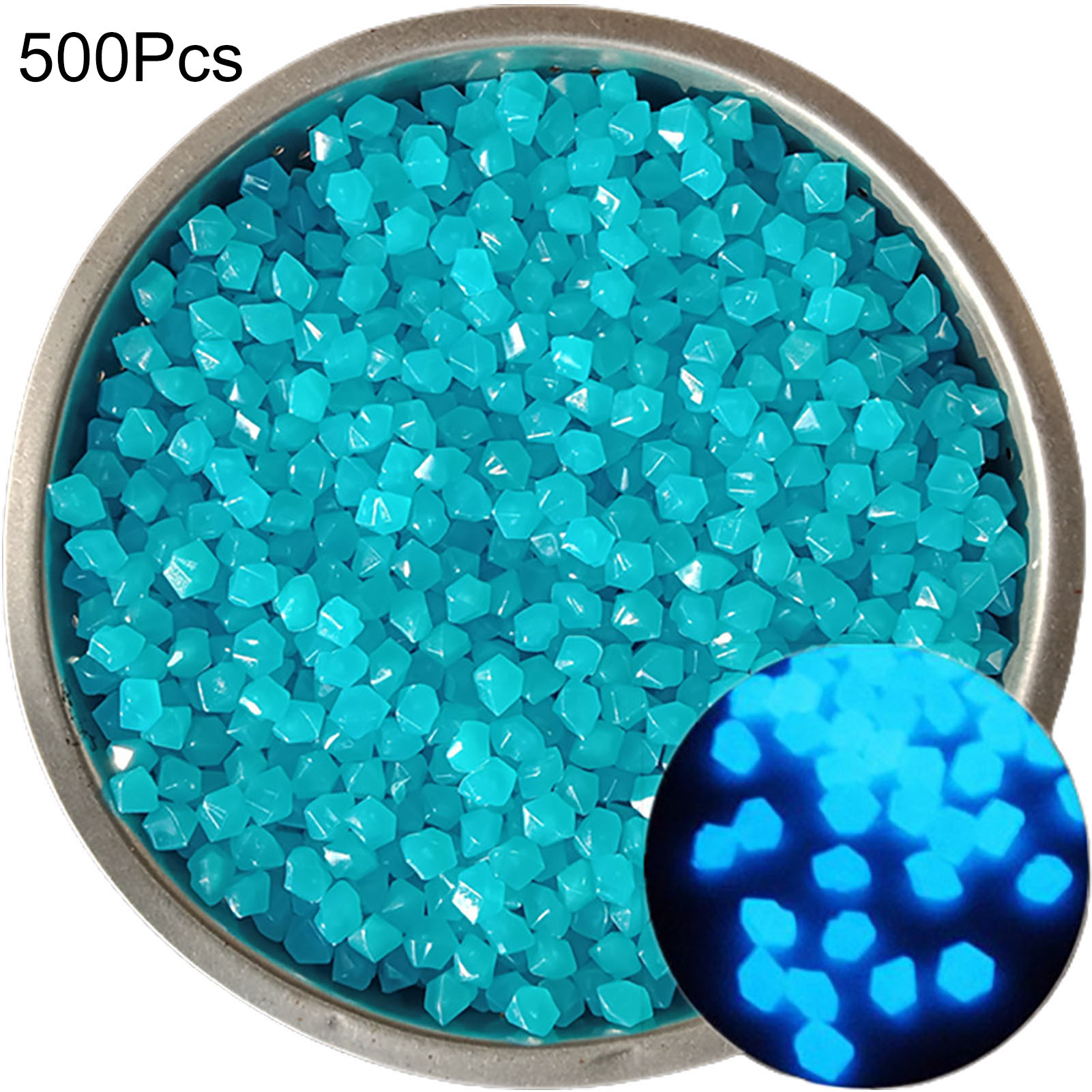 Dece Flor 500Pcs Artificial Stone Beautiful Wear Resistant Durable Glow in Dark Rhombus Luminous Pebble Fish Tank Decoration 500Pcs High Quality - 2