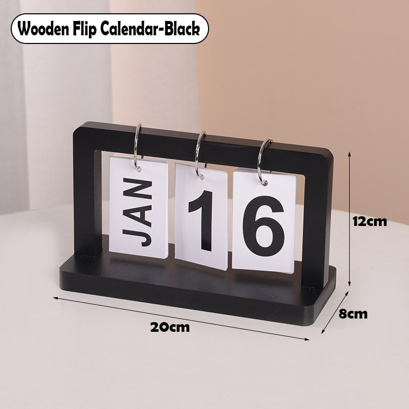 【Reusable】Nordic Style Wooden Perpetual Creative Desktop Chic Flip Decoration Home Office Calendar
