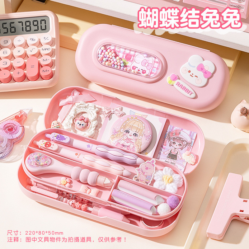 Pandora City Romantic Planet kotak pensil 2 tingkat tempat alat tulis karakter imut anti bentur bubble pop it sekolah anak