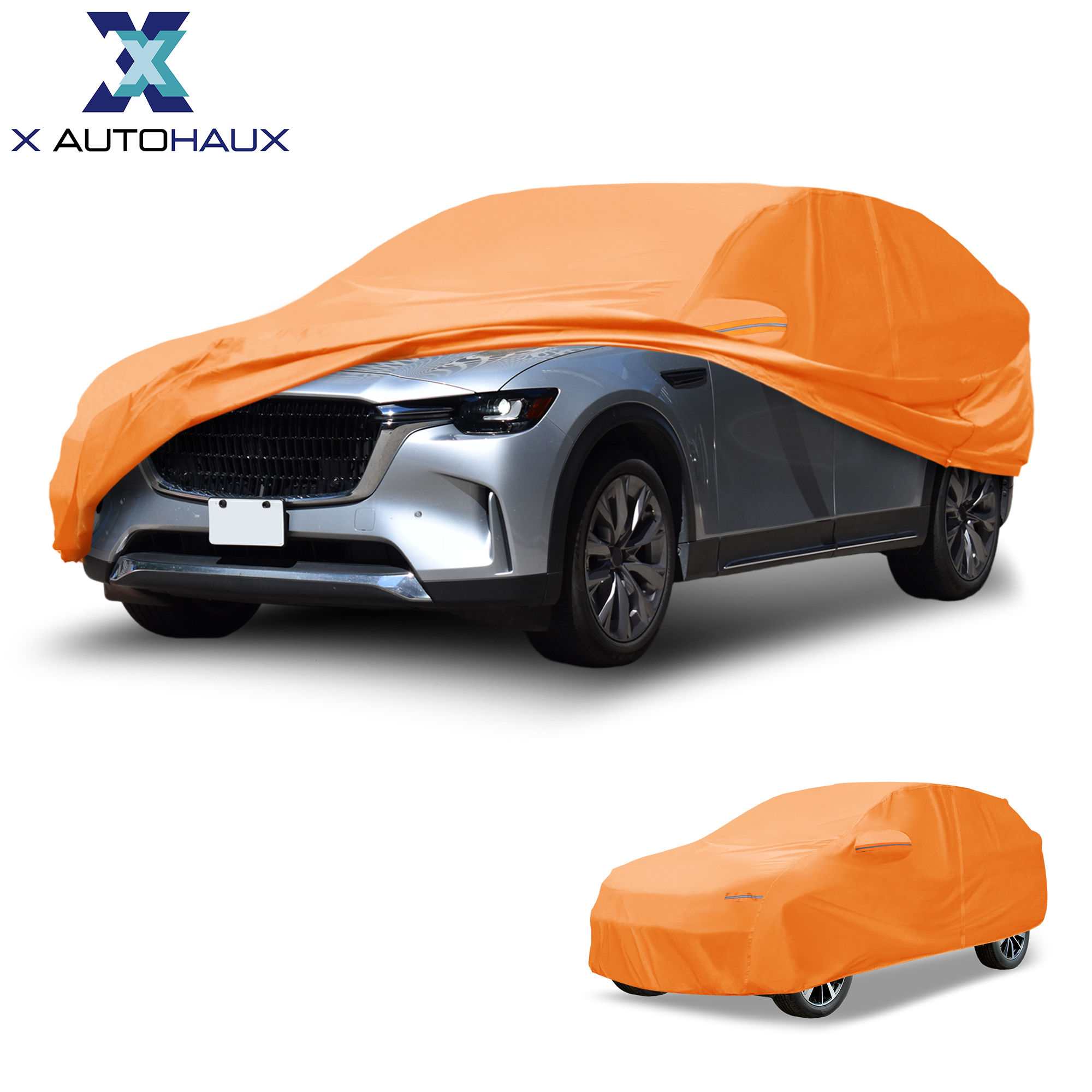 X AUTOHAUX Car Cover Waterproof All Weather Automotive Outdoor Anti-UV Full Exterior Cover for Mazda CX-9 210D-PU Orange with Left Side Zippers ราคา 2,513 บาท*ส่งฟรี